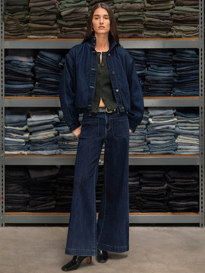 Sanctuary Clothing Best Price - Bubble Hem Bomber Jacket Dark Denim
