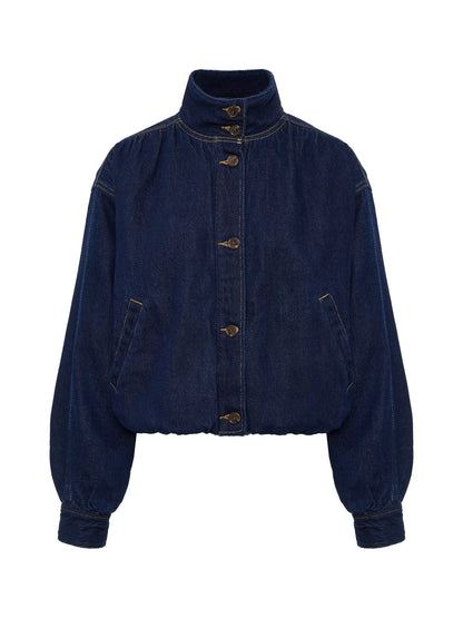 Sanctuary Clothing Best Price - Bubble Hem Bomber Jacket Dark Denim