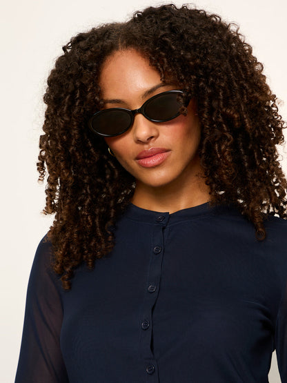 Sanctuary Clothing Classic - Mesh Long Sleeve Cardigan Navy Blazer