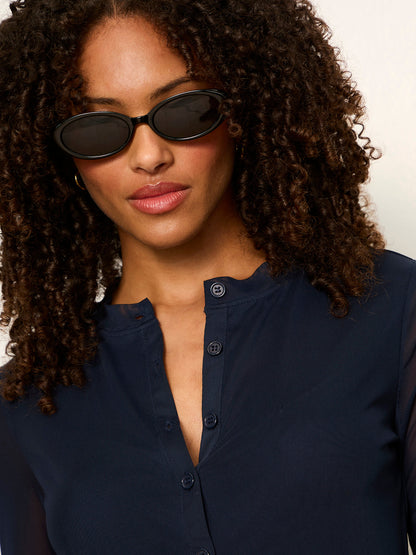 Sanctuary Clothing Classic - Mesh Long Sleeve Cardigan Navy Blazer