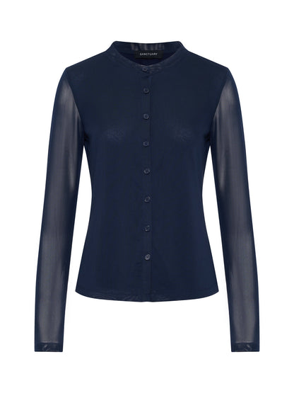 Sanctuary Clothing Classic - Mesh Long Sleeve Cardigan Navy Blazer