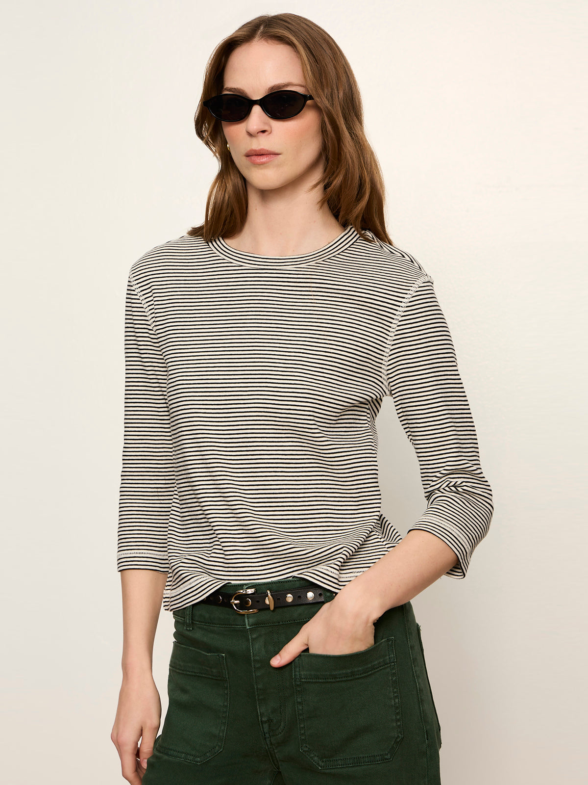 Sanctuary Clothing Everyday - 3/4 Mode Tee Chalk French Stripe