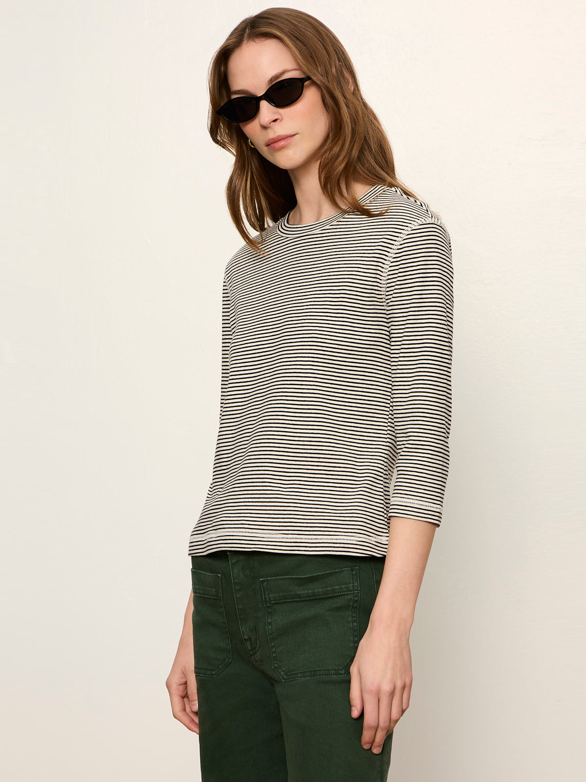 Sanctuary Clothing Everyday - 3/4 Mode Tee Chalk French Stripe