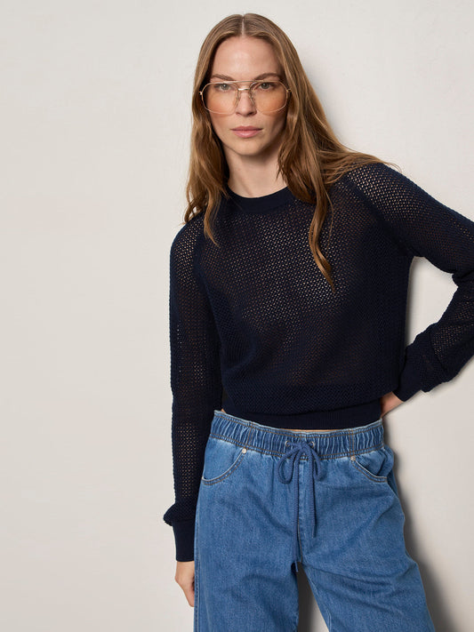 Sanctuary Clothing Classic - SOLEIL OPEN STITCH SWEATER NAVY BLAZER