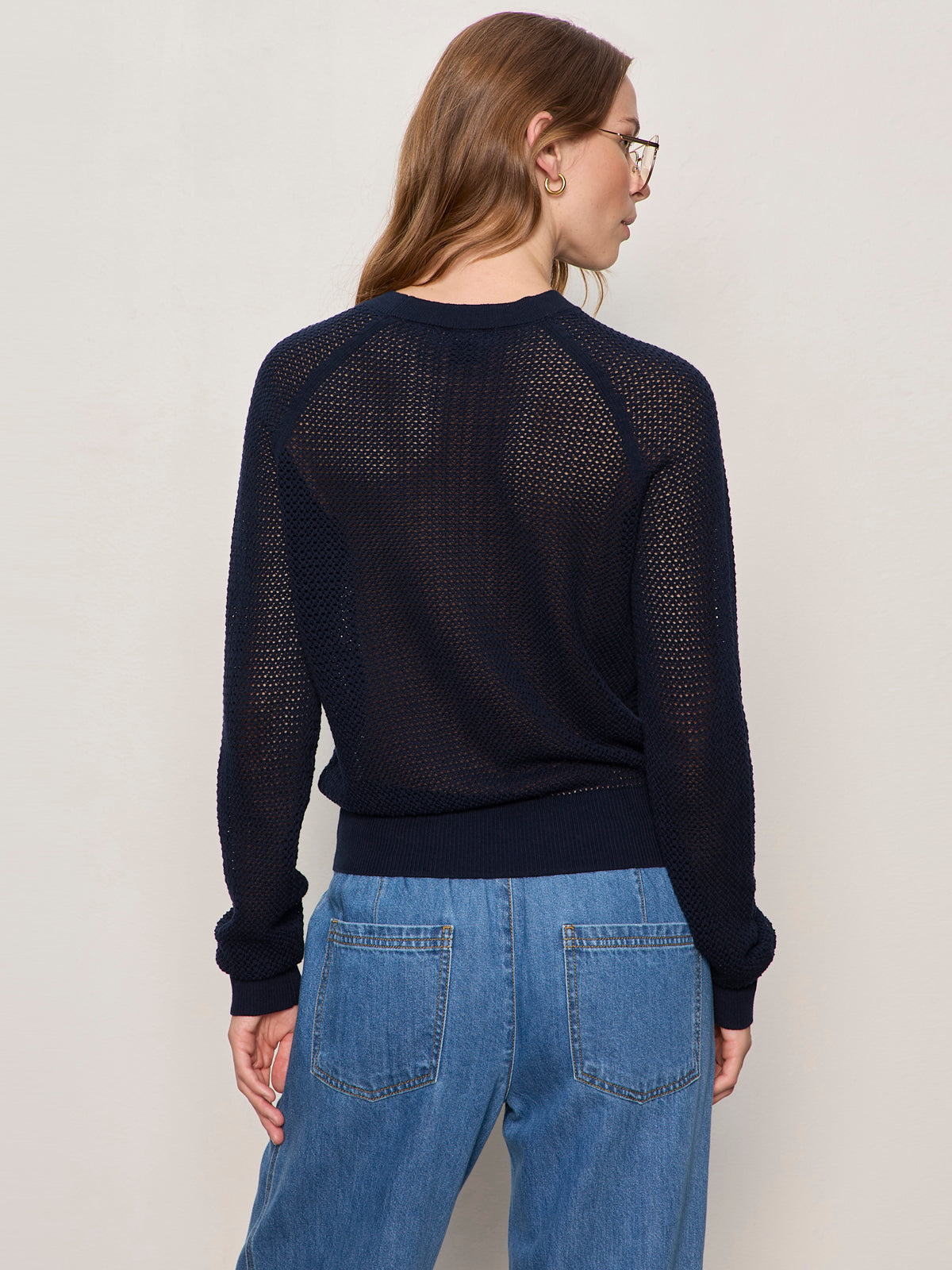 Sanctuary Clothing Classic - SOLEIL OPEN STITCH SWEATER NAVY BLAZER