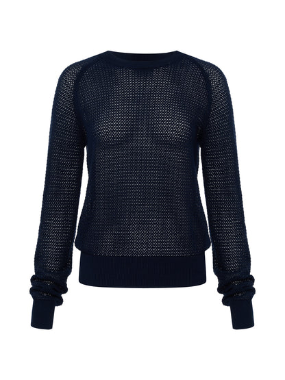 Sanctuary Clothing Classic - SOLEIL OPEN STITCH SWEATER NAVY BLAZER