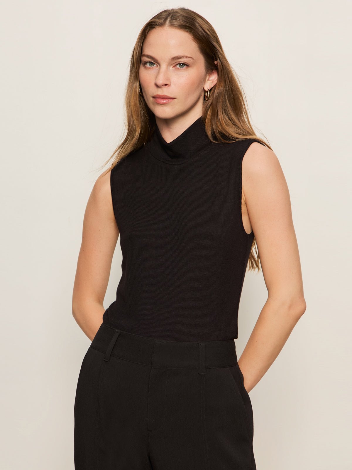 Sanctuary Clothing Great Value - Essential Sleeveless Mock Neck Tank Black