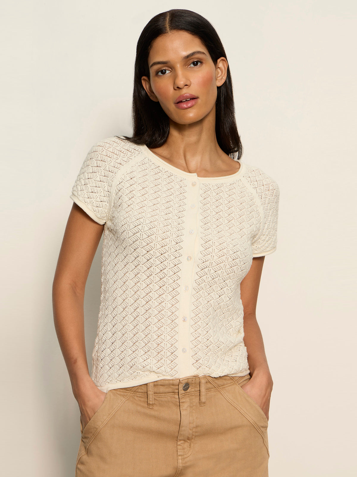 Sanctuary Clothing Classic - ALL IN POINTELLE BUTTON TOP COLLAGEN