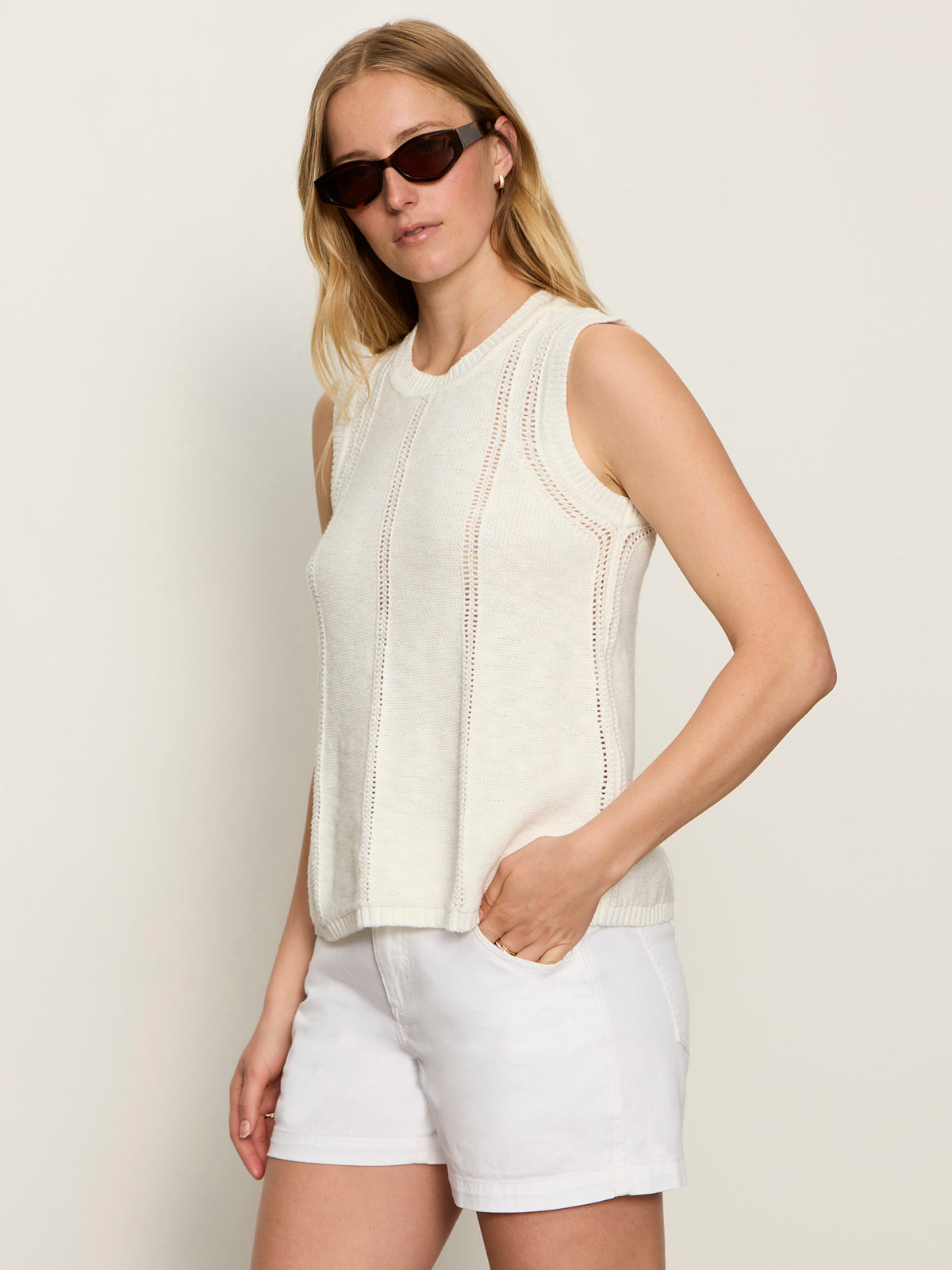 Sanctuary Clothing Sale - EASY POINTELLE SHELL CHALK