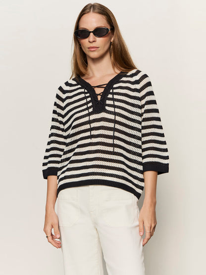 Sanctuary Clothing Best Price - Lace Up Sweater Tee Black/Chalk