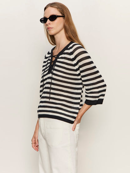Sanctuary Clothing Best Price - Lace Up Sweater Tee Black/Chalk