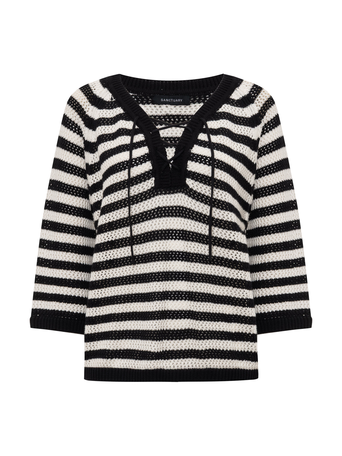 Sanctuary Clothing Best Price - Lace Up Sweater Tee Black/Chalk