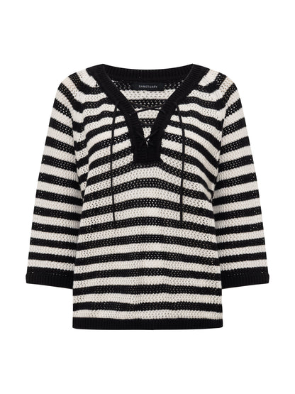 Sanctuary Clothing Best Price - Lace Up Sweater Tee Black/Chalk