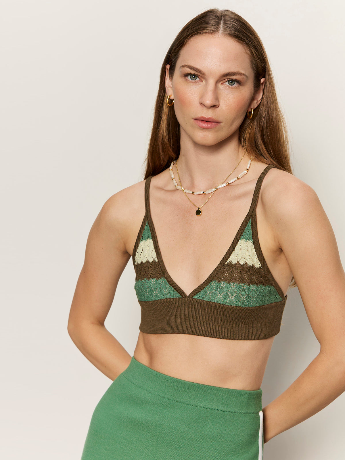 Sanctuary Clothing Popular - ONE AND ONLY KNIT BRALETTE TIMBER/GREEN JUICE/GREEN MIST