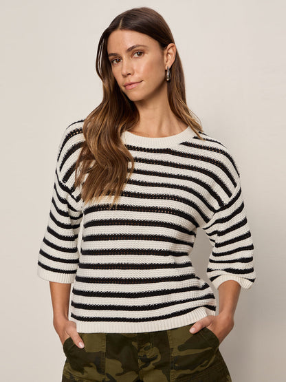 Sanctuary Clothing Premium - ELLE SWEATER TEE BLACK W/ CHALK