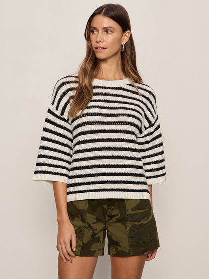 Sanctuary Clothing Premium - ELLE SWEATER TEE BLACK W/ CHALK