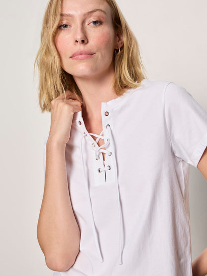 Sanctuary Clothing Trending - LACE UP TIMELESS TEE WHITE