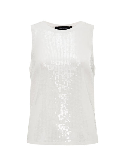 Sanctuary Clothing Featured - SUMMER SHINE SEQUIN SHELL WHITE