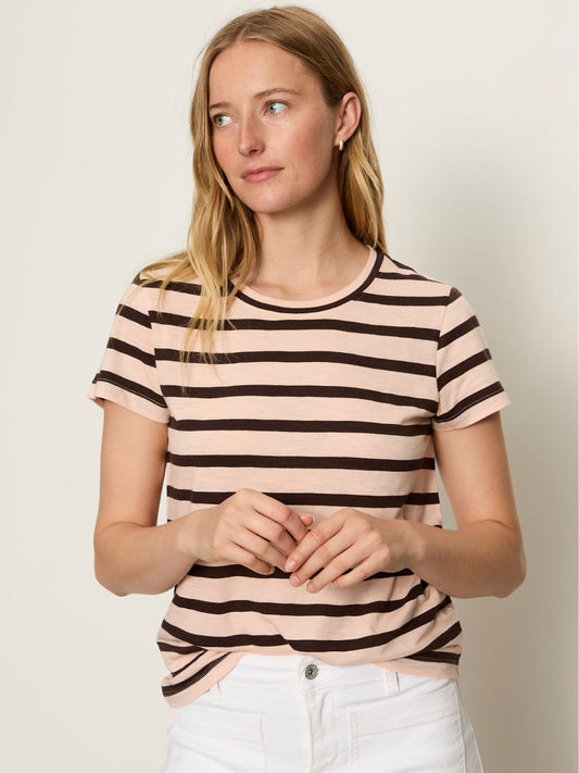 Sanctuary Clothing Top Pick - THE PERFECT TEE BLEACHED PK/RICH SOIL STRIPE