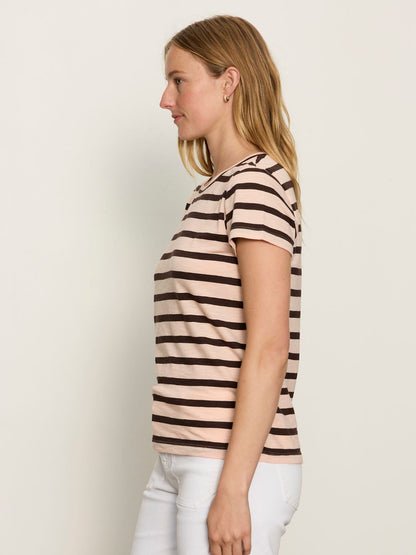 Sanctuary Clothing Top Pick - THE PERFECT TEE BLEACHED PK/RICH SOIL STRIPE