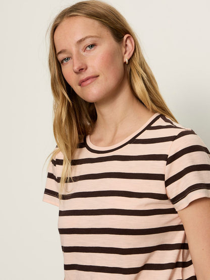 Sanctuary Clothing Top Pick - THE PERFECT TEE BLEACHED PK/RICH SOIL STRIPE
