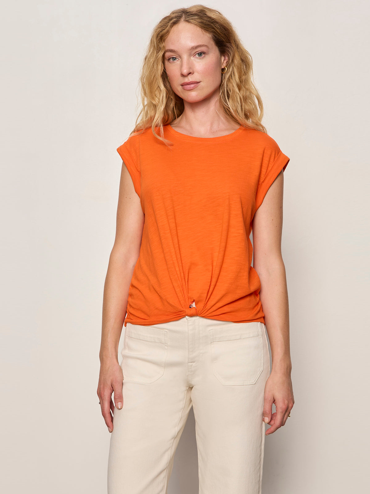 Sanctuary Clothing Best Seller - KNOTTED MUSCLE TEE HIBISCUS ORANGE