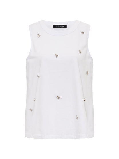 Sanctuary Clothing Recommended - CAMPARI EMBELLISHED TANK WHITE