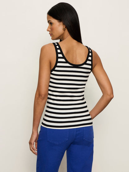 Sanctuary Clothing Special Offer - GO-TO LACE UP TANK CHALK/BLACK STRIPE (11)