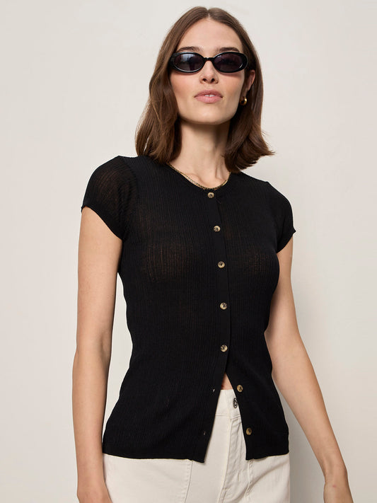 Sanctuary Clothing Essential - SOFT FOCUS RIBBBED TOP BLACK