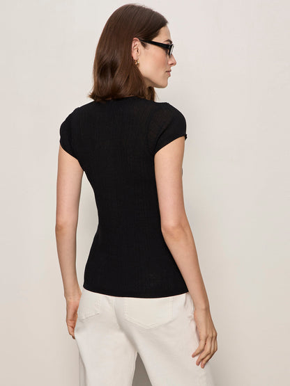 Sanctuary Clothing Essential - SOFT FOCUS RIBBBED TOP BLACK
