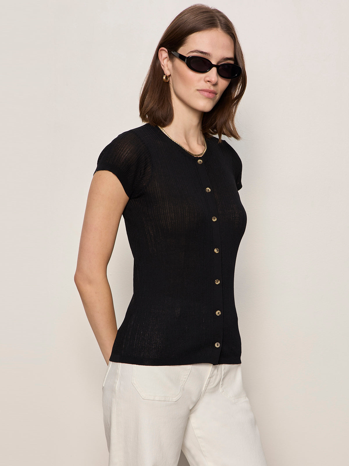Sanctuary Clothing Essential - SOFT FOCUS RIBBBED TOP BLACK