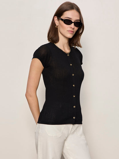 Sanctuary Clothing Essential - SOFT FOCUS RIBBBED TOP BLACK