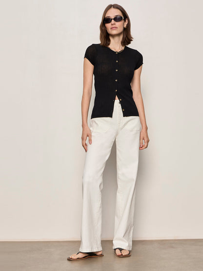 Sanctuary Clothing Essential - SOFT FOCUS RIBBBED TOP BLACK