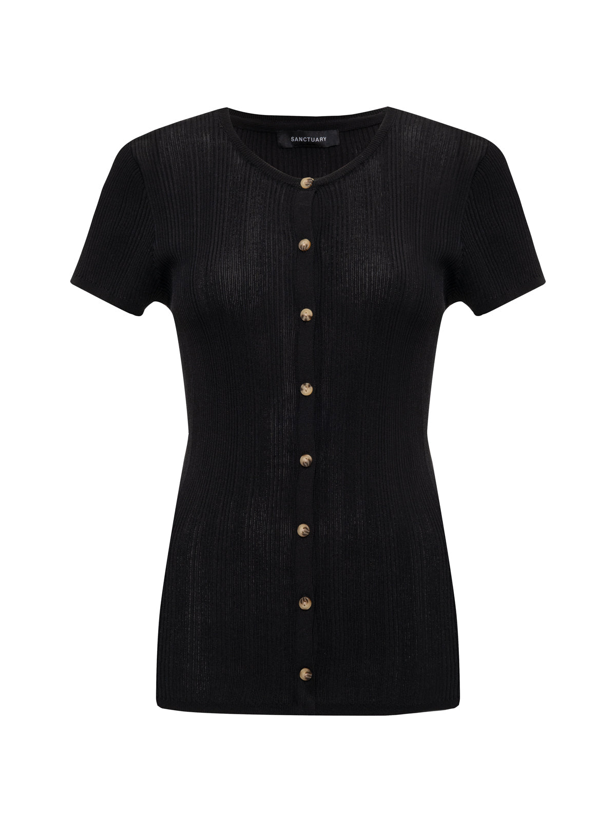 Sanctuary Clothing Essential - SOFT FOCUS RIBBBED TOP BLACK