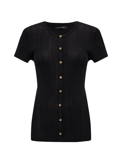 Sanctuary Clothing Essential - SOFT FOCUS RIBBBED TOP BLACK