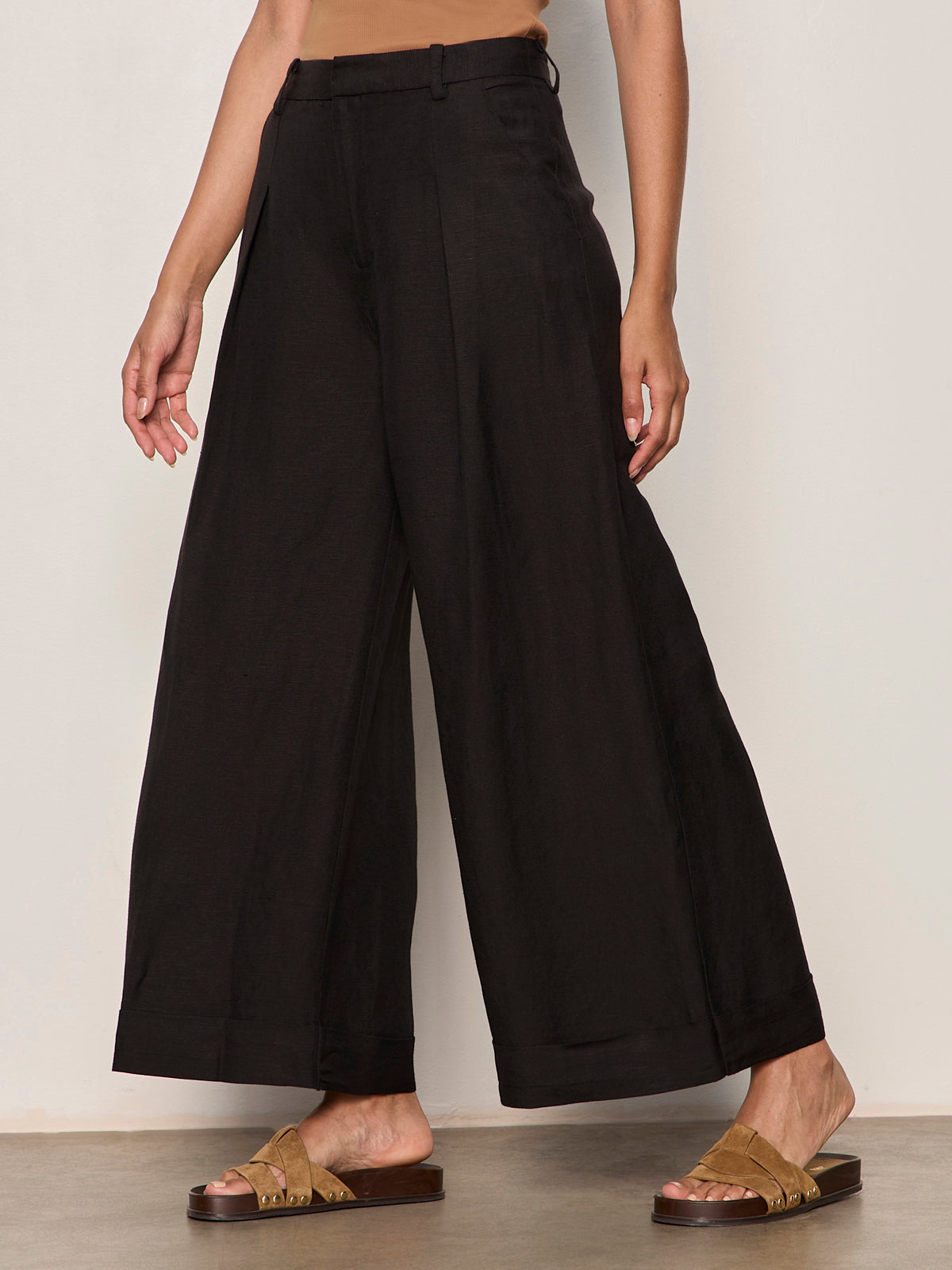 Sanctuary Clothing New - TERRACE LINEN PANT BLACK