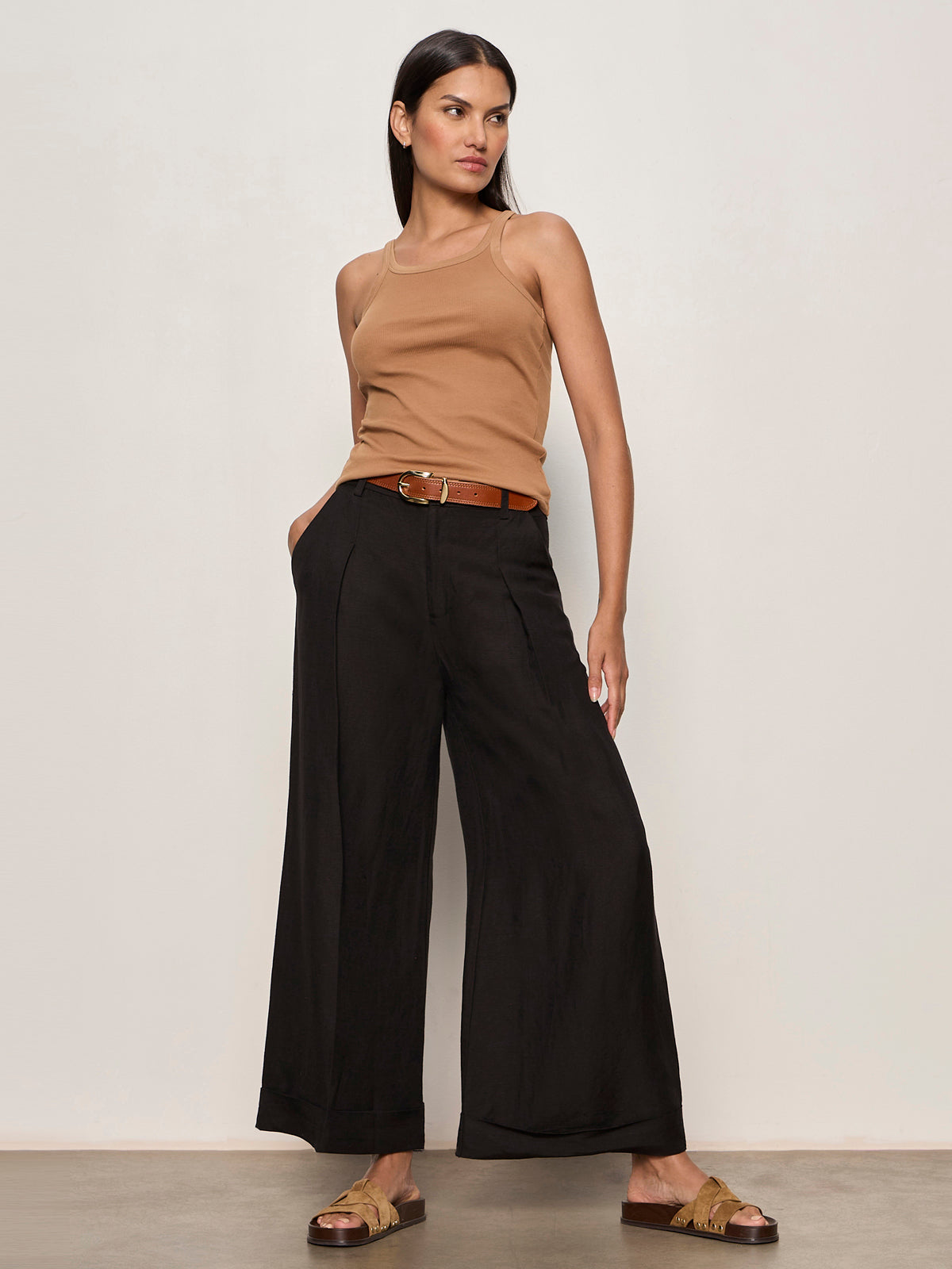 Sanctuary Clothing New - TERRACE LINEN PANT BLACK