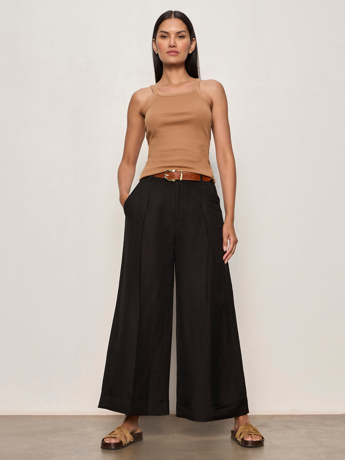 Sanctuary Clothing New - TERRACE LINEN PANT BLACK