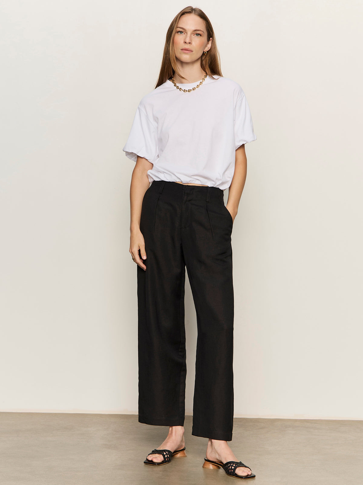 Sanctuary Clothing Customer Favorite - Scout Linen Barrel Pant Black