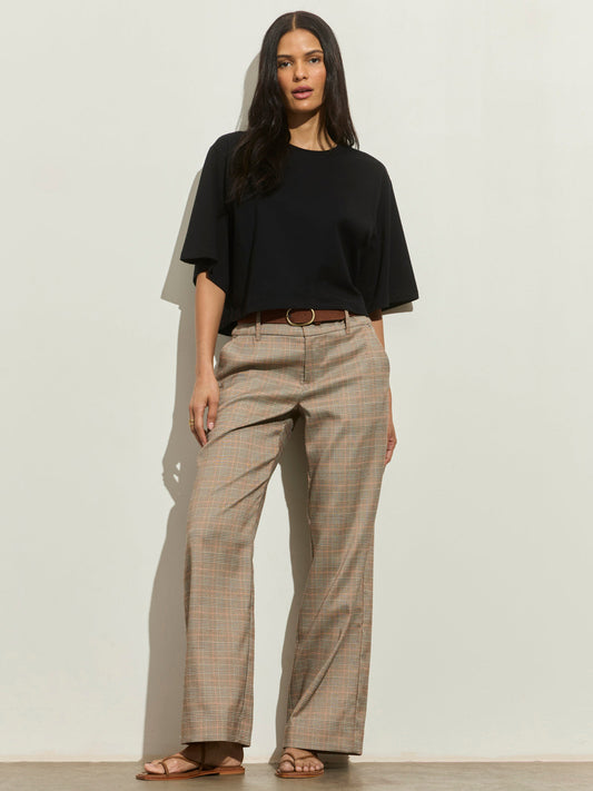Sanctuary Clothing Premium - SPOTLIGHT PLAID TROUSER CAVIAR PLAID