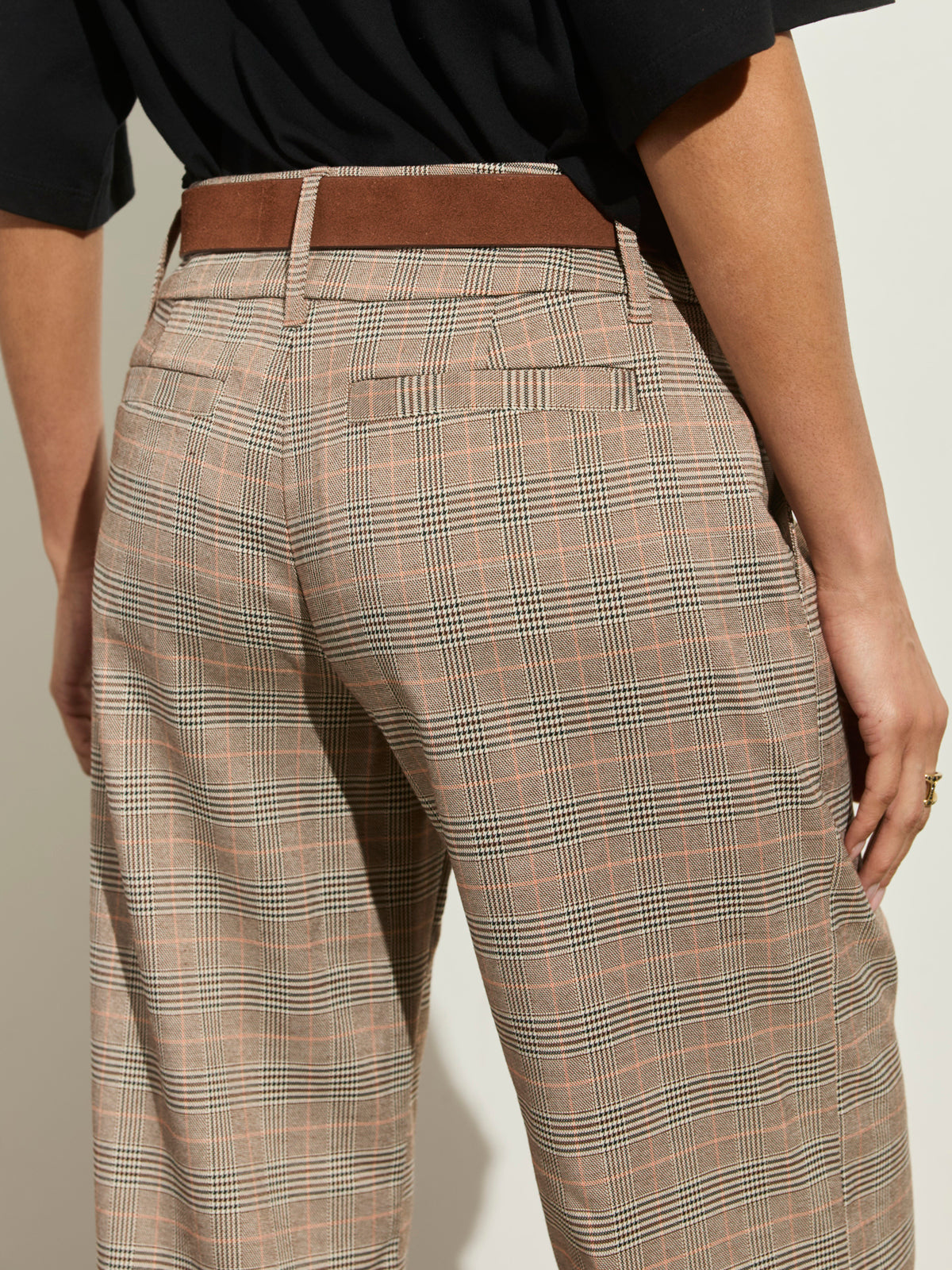 Sanctuary Clothing Premium - SPOTLIGHT PLAID TROUSER CAVIAR PLAID