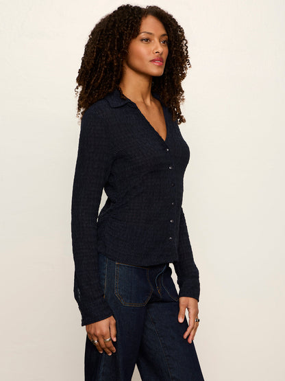 Sanctuary Clothing New - Juno Textured Button Front Top Navy Blazer