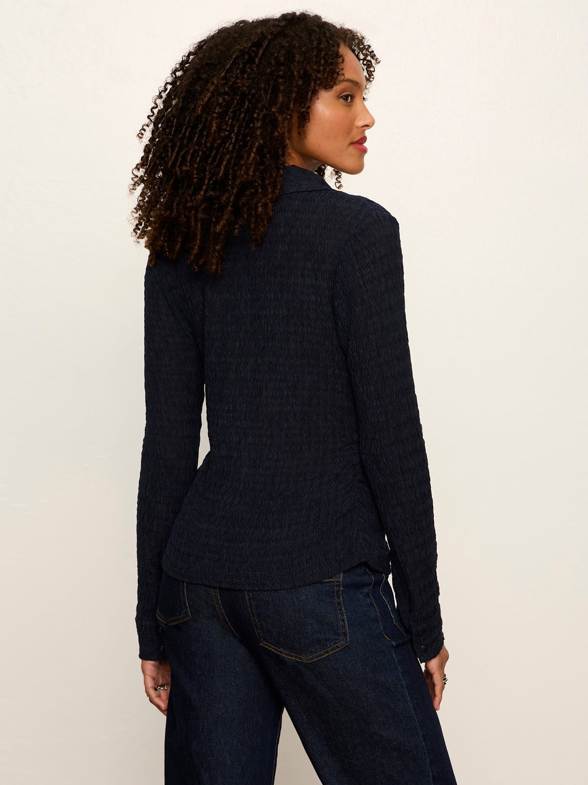 Sanctuary Clothing New - Juno Textured Button Front Top Navy Blazer