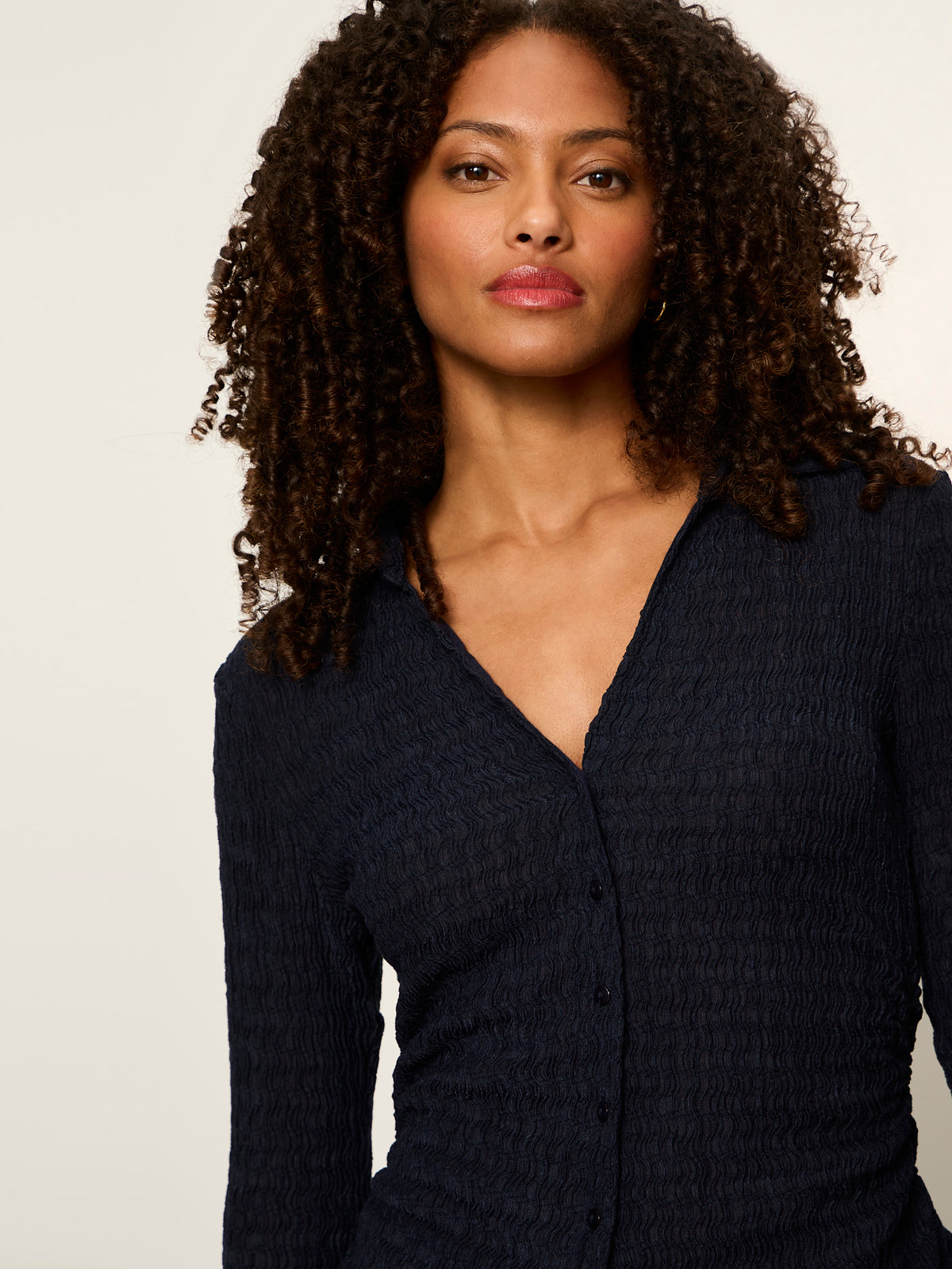 Sanctuary Clothing New - Juno Textured Button Front Top Navy Blazer