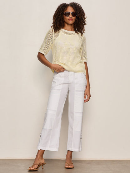 Sanctuary Clothing Top Pick - OPEN KNIT SWEATER TEE LEMON DROP/CHALK STRIPE