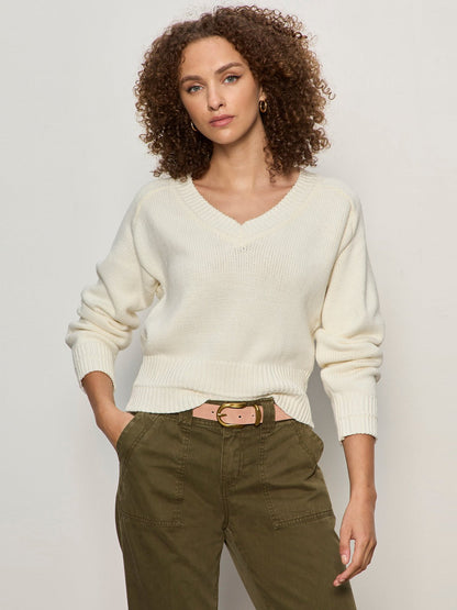 Sanctuary Clothing New - PERFECT V NECK SWEATER VINTAGE IVORY