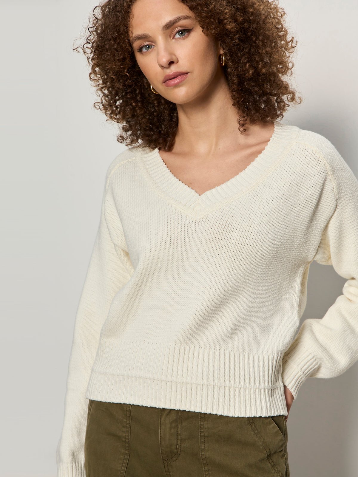 Sanctuary Clothing New - PERFECT V NECK SWEATER VINTAGE IVORY