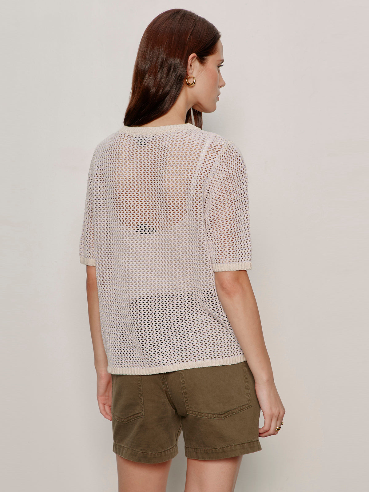 Sanctuary Clothing Premium - OPEN KNIT SWEATER TEE PETAL/RICH COLLAGEN STRIPE