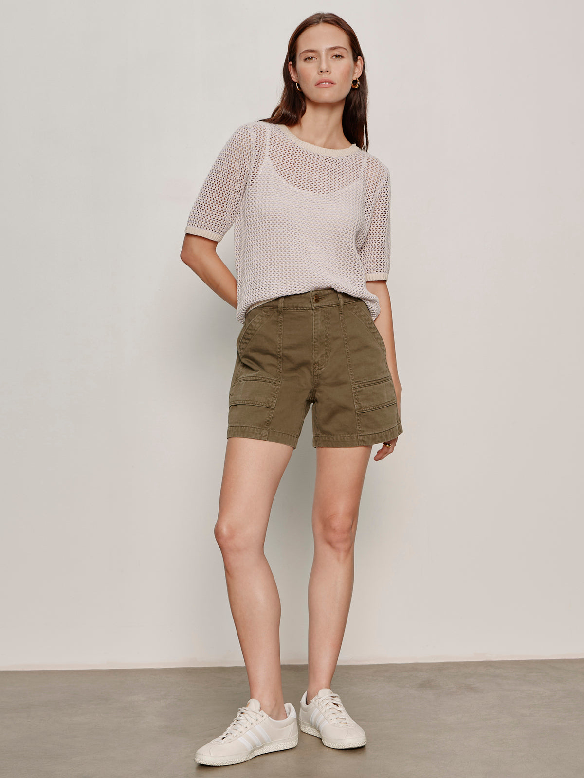 Sanctuary Clothing Premium - OPEN KNIT SWEATER TEE PETAL/RICH COLLAGEN STRIPE