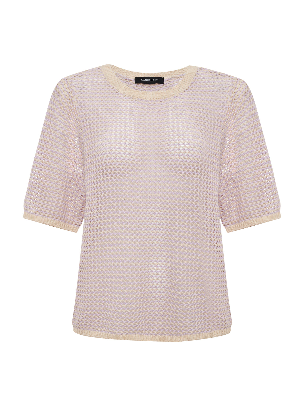 Sanctuary Clothing Premium - OPEN KNIT SWEATER TEE PETAL/RICH COLLAGEN STRIPE